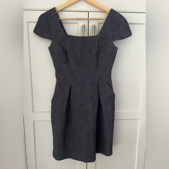 BCBGENERATION Womens Dress 2 Gray Cap Sleeve Square Neck Sheath Pockets - Picture 1 of 8